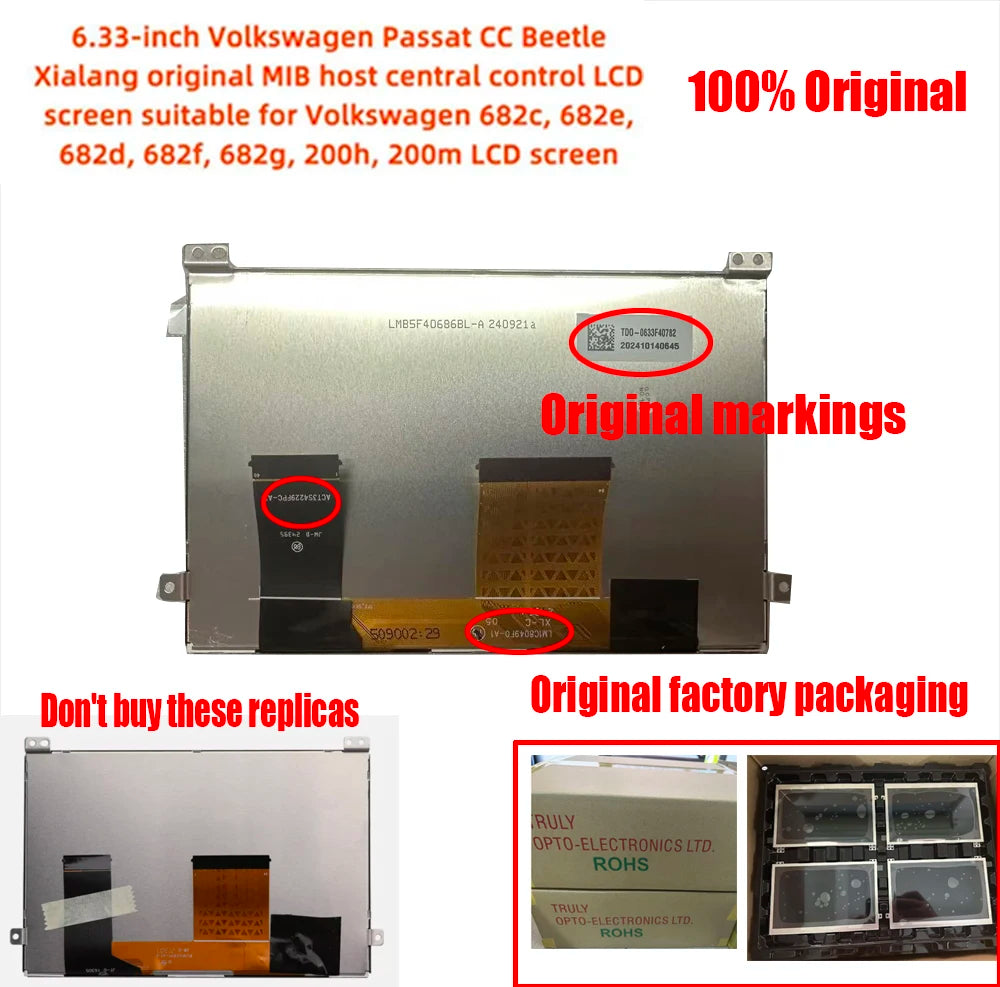 OEM 6.5" MIB STD2 680 200 600 Radio Touch Screen Digitizer LCD DISPLAY TDO-WVGA0633F00045 TDO-WVGA0633F00039 for VW