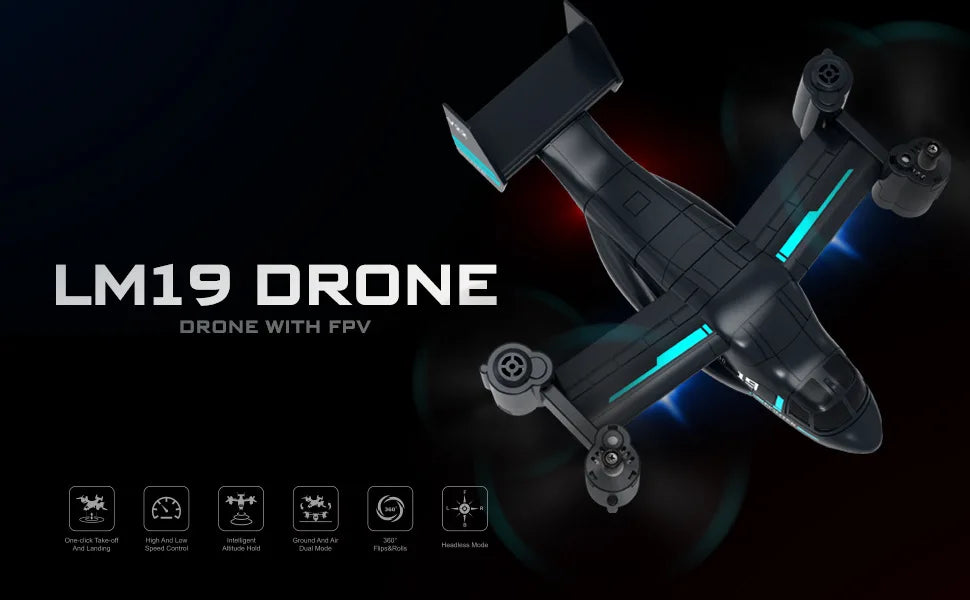Remote Control Helicopter Drone 480P Camera Fighter UAV Land Air Mode Aircraft Brushless RC Drones for Children Kids Plane Toys