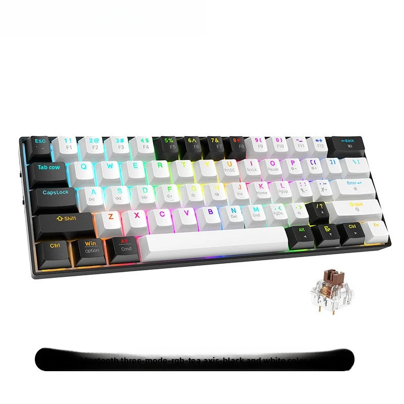 Wired Mechanical Keyboard Green Axis 68 Keys Hot-Swappable Side-Engraved Gradient E-Sports Gaming Keyboard