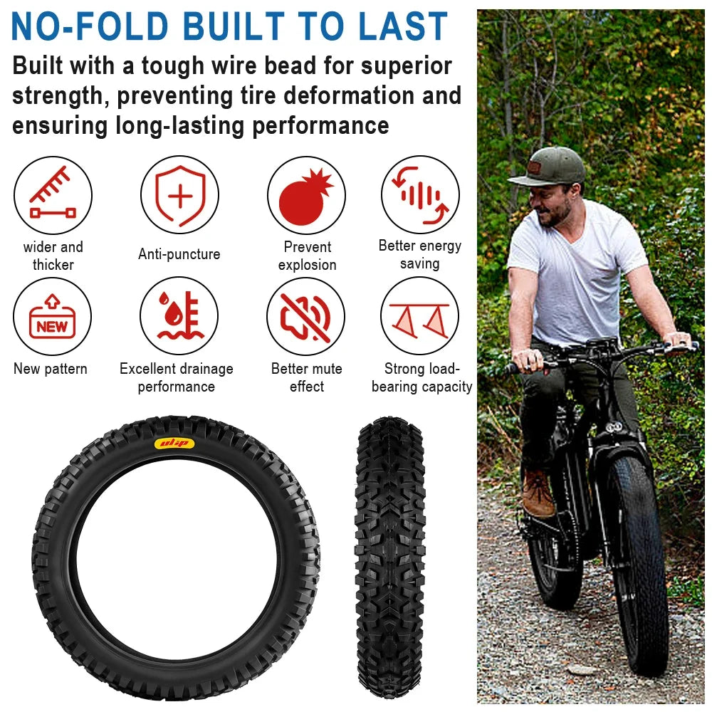 20×5.0 Fat Tire Widening Anti Skid Tyre Electric Bike All Terrain Fat Tires for Bicycle Off Road Tire Cycling Durable Parts
