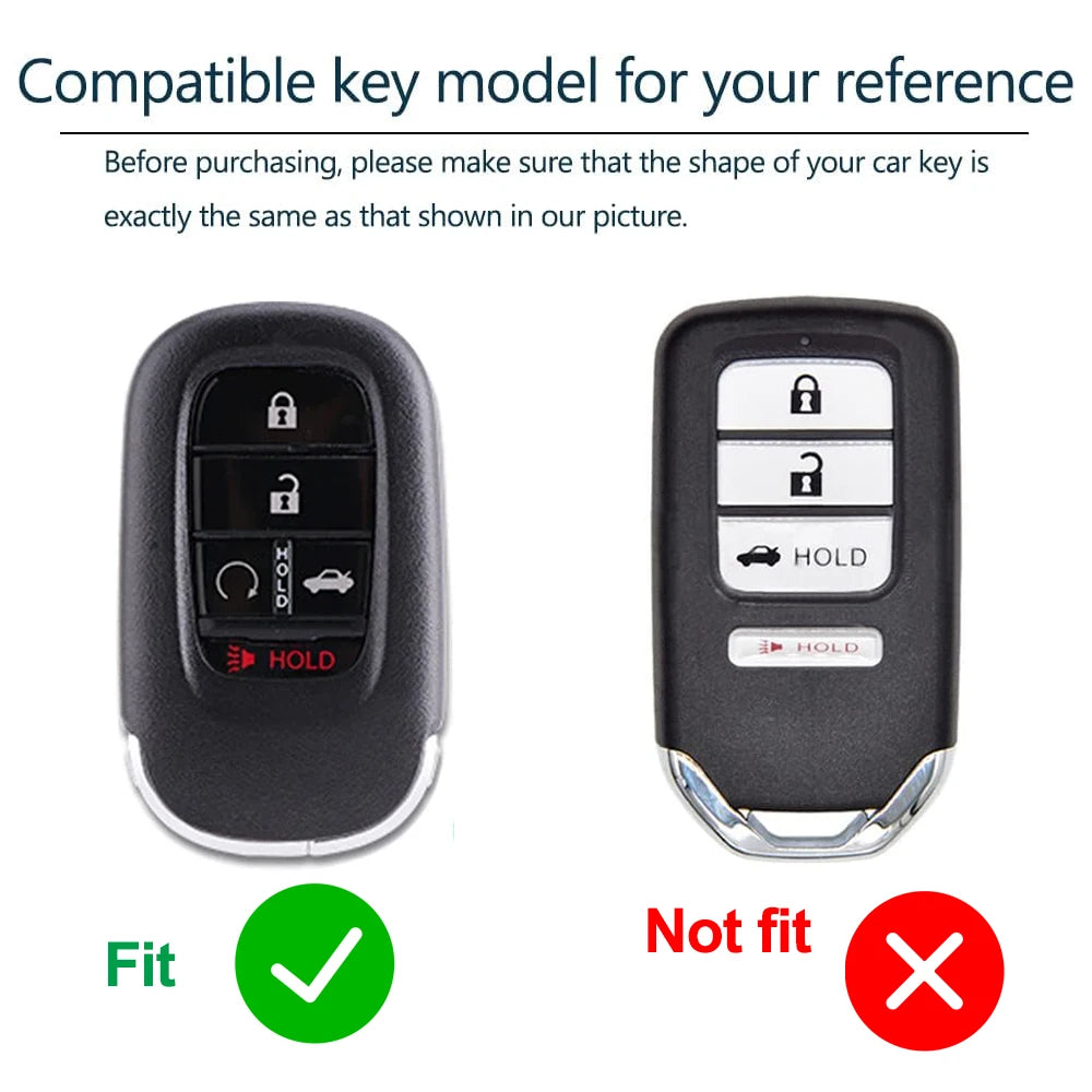 Key Fob Cover Case with Gold Trim and Detachable Keychain, Fits for Honda 2025 HR-V, CRV, Pilot, Accord, Civic Car Keys
