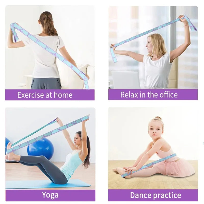 Elastic Yoga Resistance Band Pilates Dance Stretching Belt Fitness Sport Exercise Pull Strap Belt Beginner Multi-Functional Band