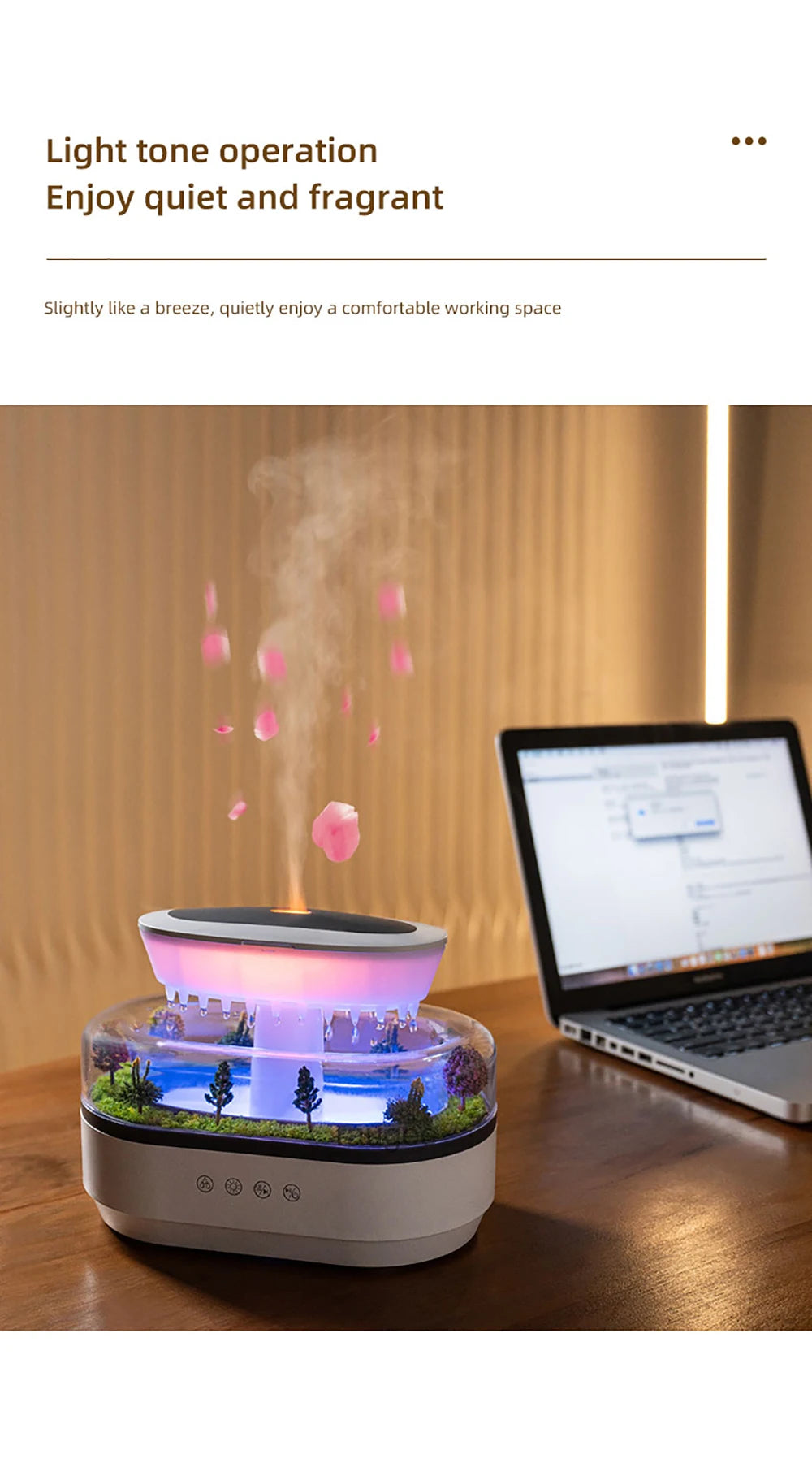 Humidifier Essential Oils Diffuser Raindrop Music Humidifier Home Fragrance Aromatherapy Diffuser Colorful Light Air Humidifier