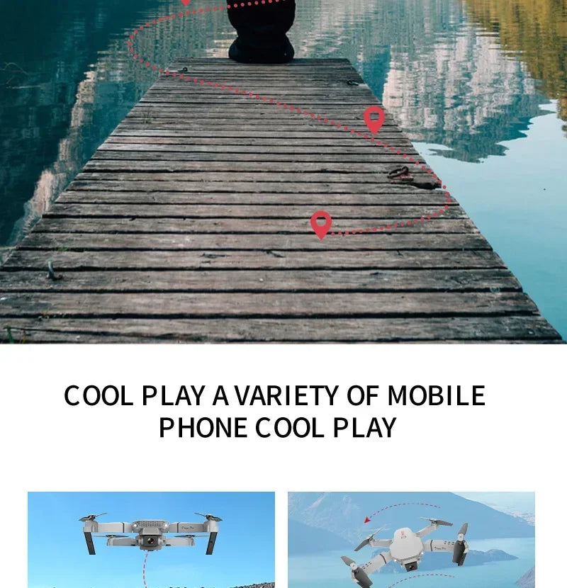 DWI D19 E88 Pro Drone 4K Professional HD RC Airplane Dual Camera Wide Angle Head Remote Quadcopter Toy Helicopter for Adults Kid