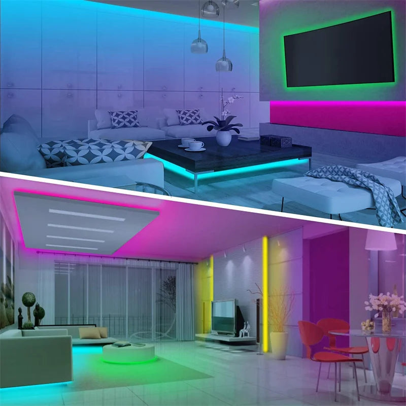 12LEDs/M LED Light Strip with Adhesive Adjustable Brightness RGB Color Changing Lights RGB Lighting USB 5V RGB LED Lights