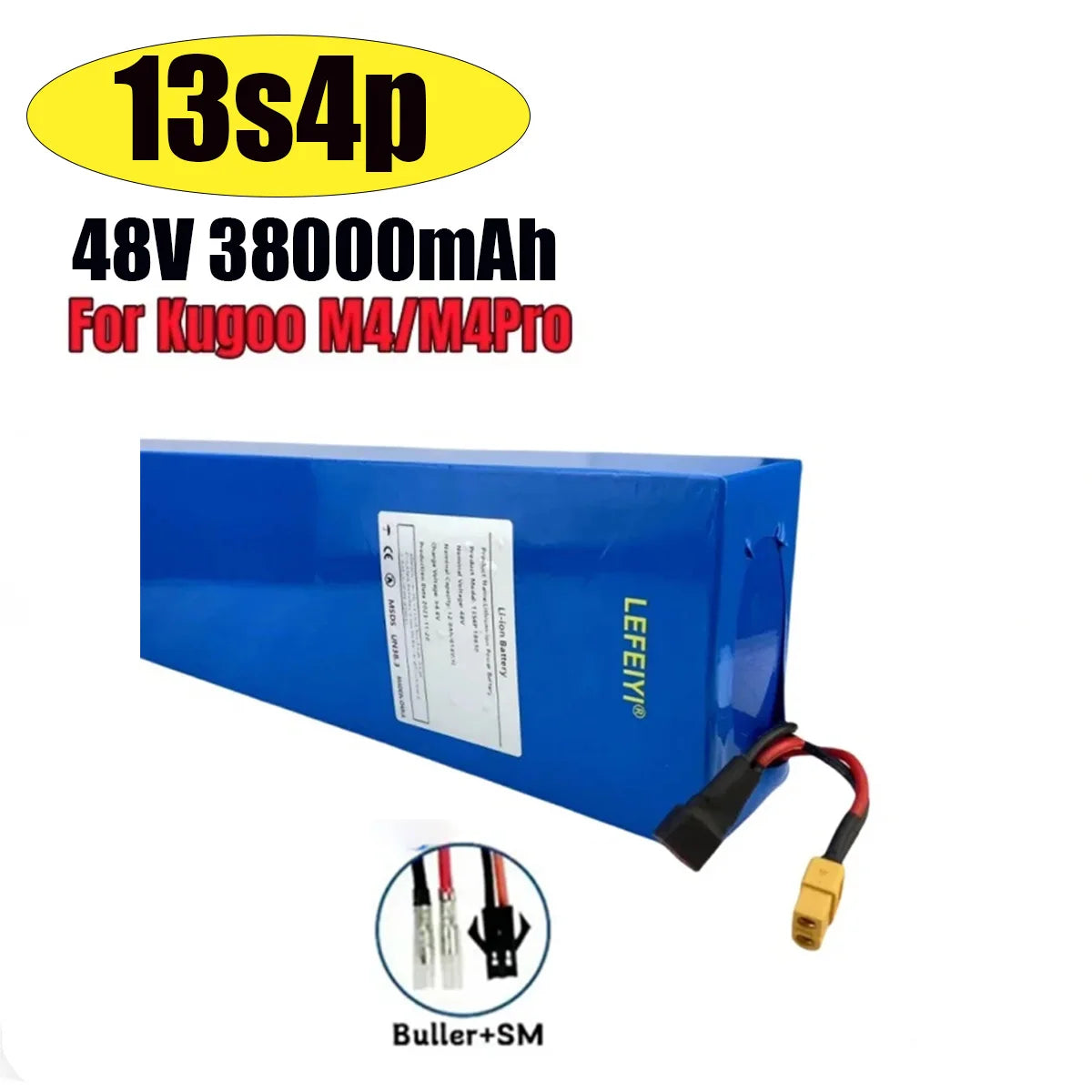 48V 13S4P 38AhElectric scooter battery equipped with BMS protection system,suitable for Kugoo M4/M4Pro/MaxSpeed series batteries