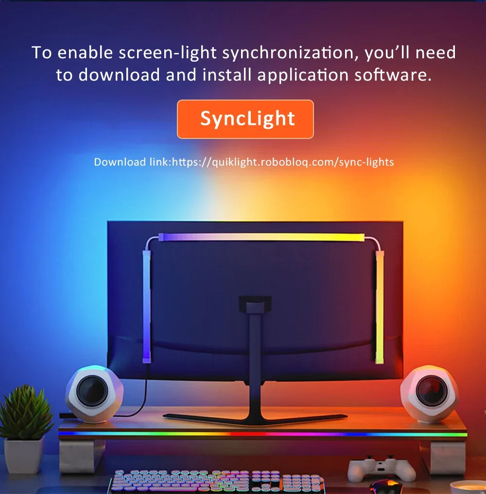 USB Computer Sync Light Strip PC Strip Lights 24 27 32 34 Inch Monitor RGB Screen LED Backlight for Gaming Room Atmosphere Decor