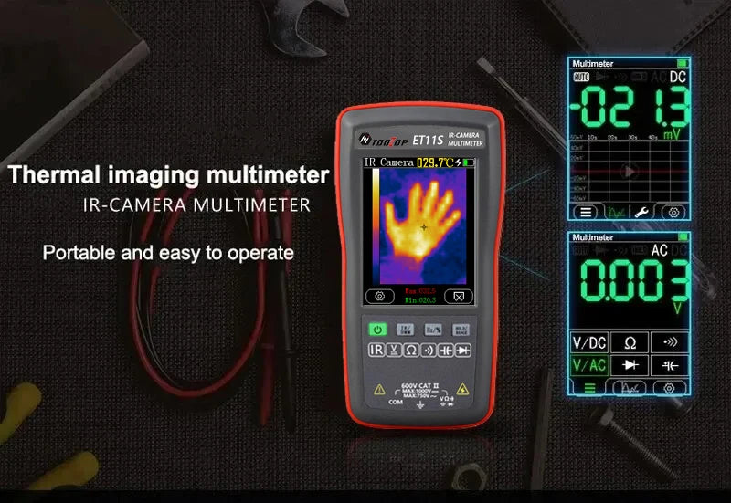 TOOLTOP ET11S 24x32 Thermal Imager 2.8 Inch Thermal Imaging Camera AC DC 4000 Counts Multimeter -40~300℃ Temperature Measurement