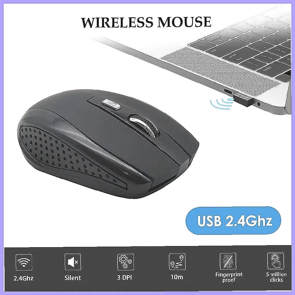 2.4G Wireless Mouse, Portable Rechargeable Mouse with Adjustable DPI, Silent Ergonomic Design for Laptop, PC, Office, and Travel