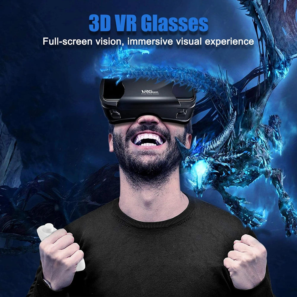 3D VR Headset Box Virtual Reality Helmet with Remote Control Smart Viar Goggles Devices For 5-7inch Cell Phone Smartphones