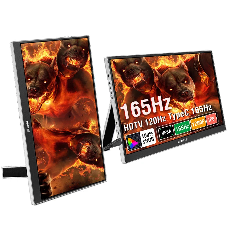 16-Inch Portable Gaming Monitor 165Hz/120Hz 300cd/m Low Blue Light For XBox PS4 / 5 Switch Cell Phone PC Loptop Extension