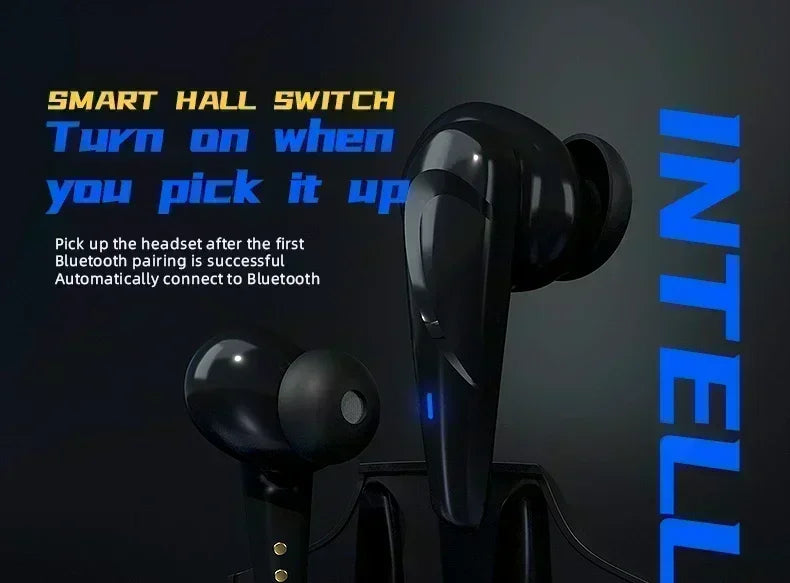 New Gaming Earbuds Wireless Bluetooth Earphones With Mic Bass Audio Sound Positioning 9D Stereo Music HiFi Headset For Gamer