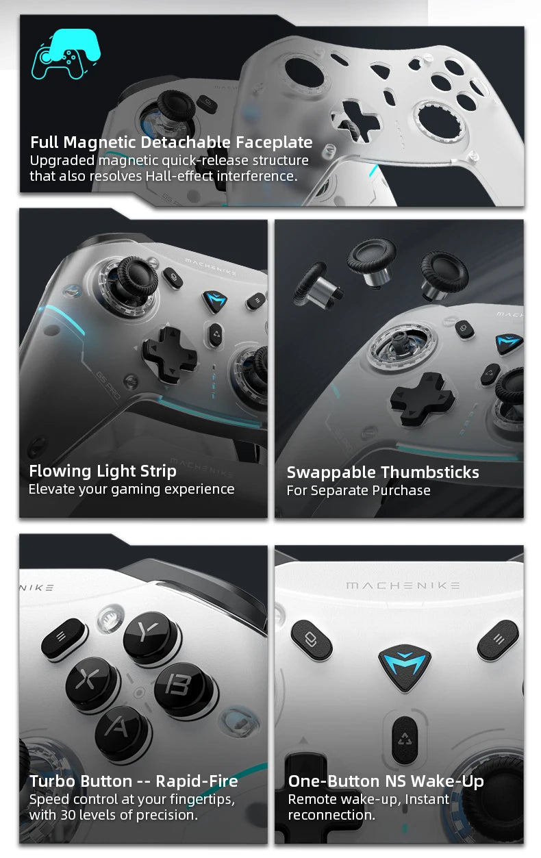 MACHENIKE G5Pro Max SE Gaming Controller With Charging Dock Optional Hall Effect Joysticks Triggers RGB Light Wireless Gamepad