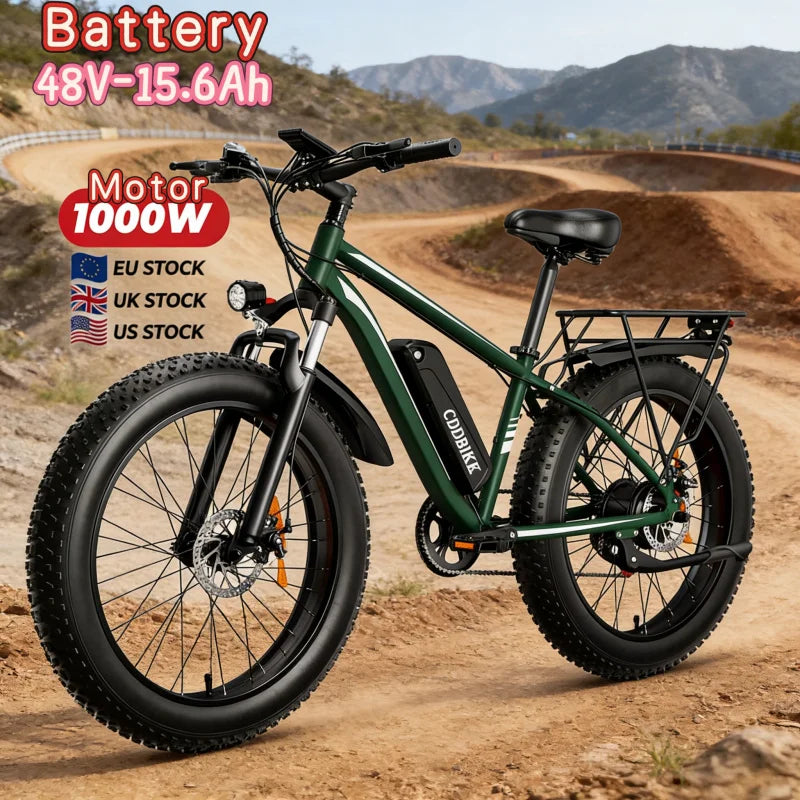 1000W motor 48V18AH battery adult urban mobility E-Bike new F26 snow beach electric bicycle 26-inch wide tire electric bicycle