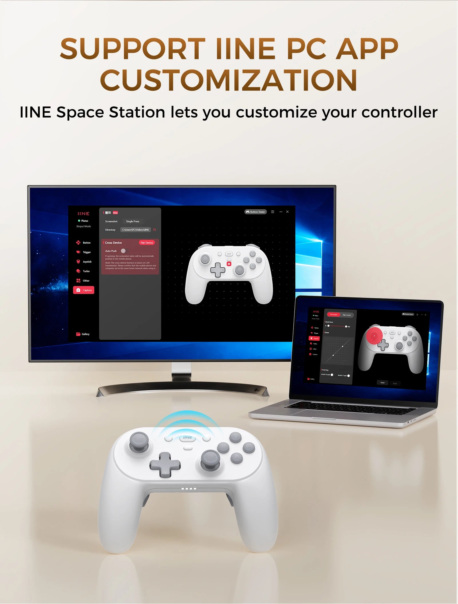 IINE PC/iOS/Android/Phone/Switch Wireless Controller , Hall Effect Triggers & Hall Effect Joysticks & 1000Hz Polling Rate
