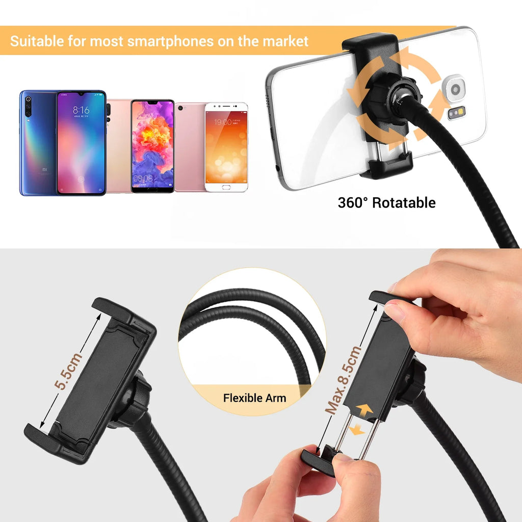 Dual Lights Led Ring Fill Light Flexiable USB Ring Light Fill-in Lamp Dimmable Ring Lamp with Phone Holder for Live Streaming