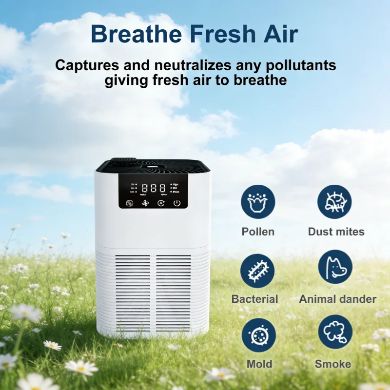 Air Purifier Smoke Odor Negative Ion Generator with Aromatherapy Air Cleaner for Household HEPA Filter Efficient Purifying Air