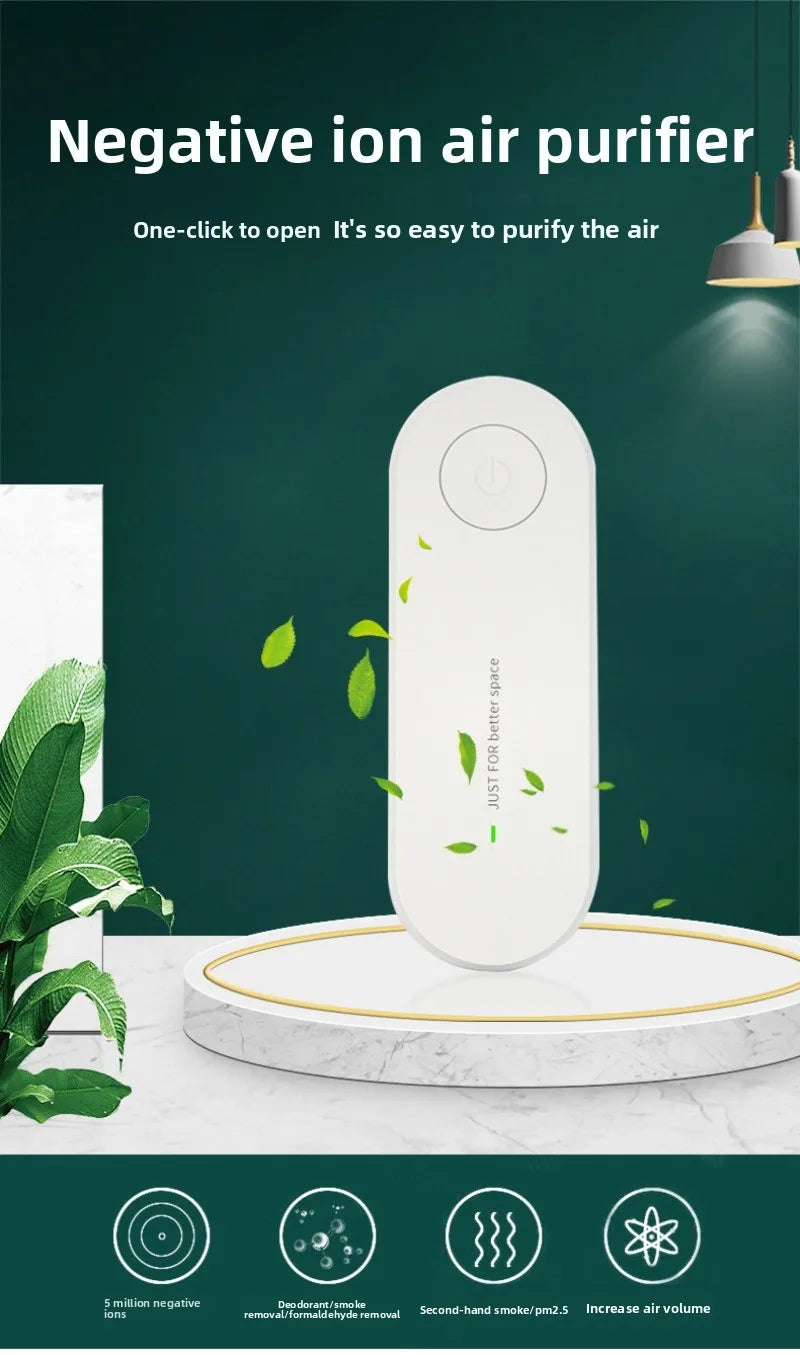 Negative Ion Air Purifier Plug-in Portable Negative Ion Generator for Rooms with Odors Smoke PM 2.5 Toilet Kitchen Air Purifier