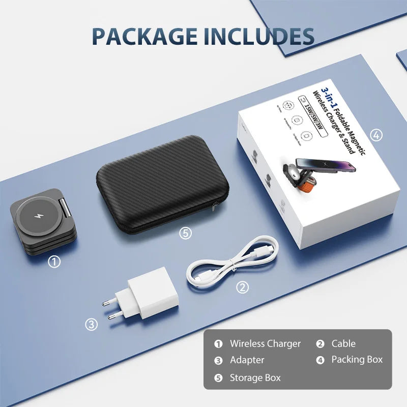 KUXIU X55 Magsafe Wireless Charging Station for iPhone 17 16 15 14 13 12 Pro/Max,5W for iWatch, AirPods,Foldable Phone Hold