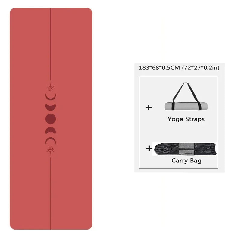 183cm Natural Rubber PU Yoga Mat Thickened, Widened, Shock-absorbing Non-slip, Sweat-absorbent, Sun-moon Fitness Meditation Mat
