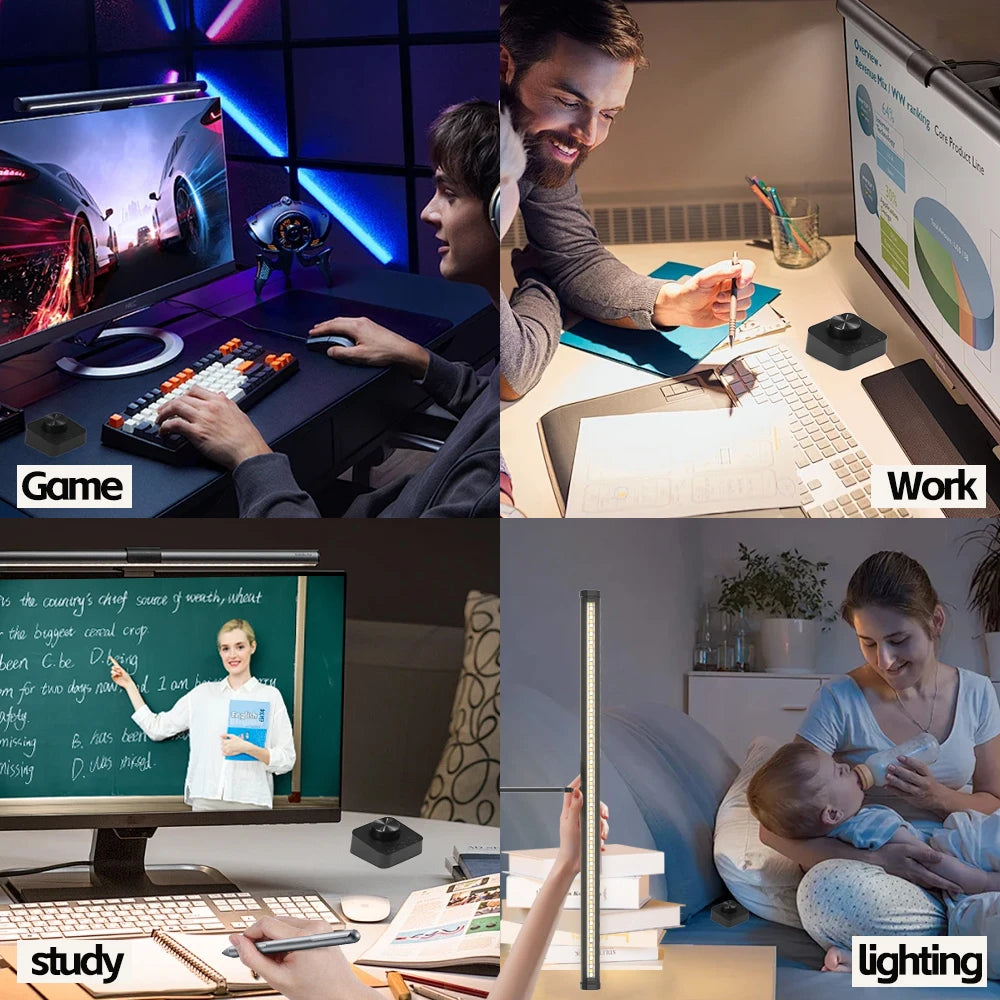 LED Desktop Monitor Light Bar RGB Computer Atmosphere Desk Lamp Learning Office Reading Eye Protection Screen Hanging Lighting