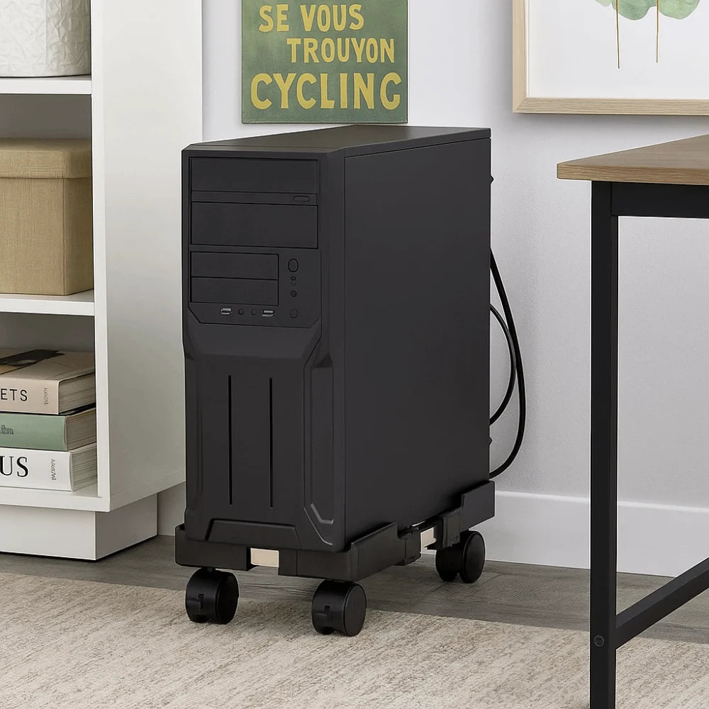 Desktop Stand Adjustable Mobile CPU Stand Scalable Stable CPU Stand with Universal Wheels Computer Mainframe Rack Office