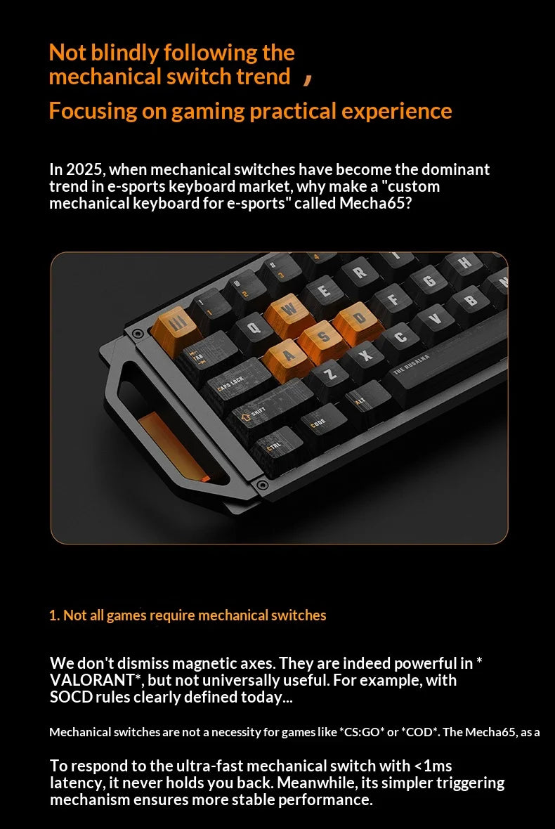 Angry Miao MECHA 65 Gaming Mechanical Keyboard 1MS Low Latency Wireless 1000hz Polling Rate 65 Layout HiFi Switch Aluminum shell