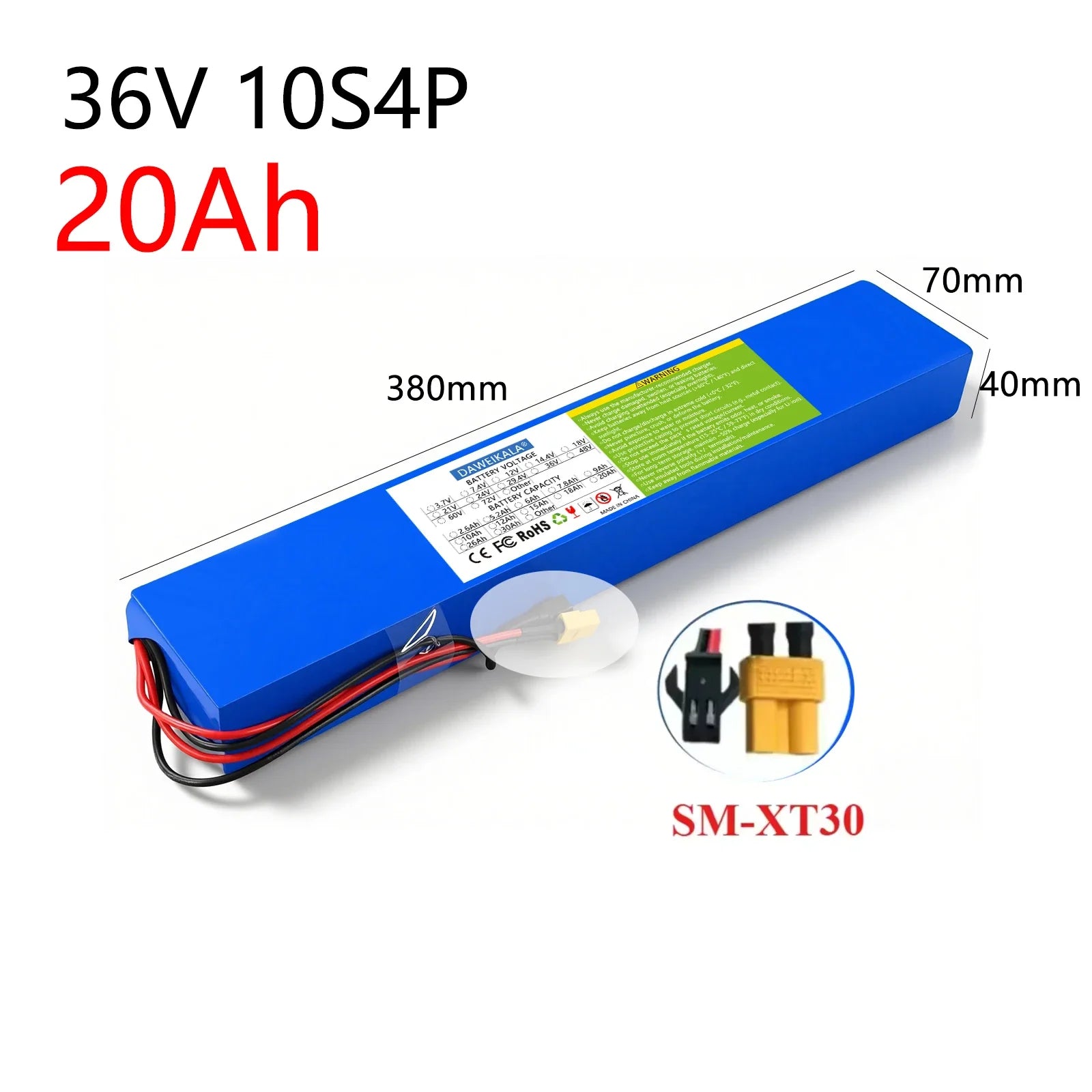 36V 10S4P 20Ah 18650 Battery Pack 250-750W  30A BMS 36v Lithium Li-ion Battery Electric Scooter 42v Electric Scooter Battery