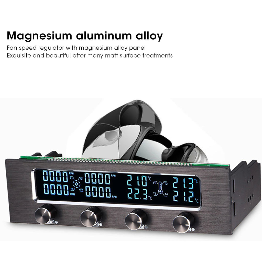 CPU Fan Controller Fan Controller STW‑6041 Fan Controller for Computer CPU Multifunctional 4-Channel Front Panel LCD Display