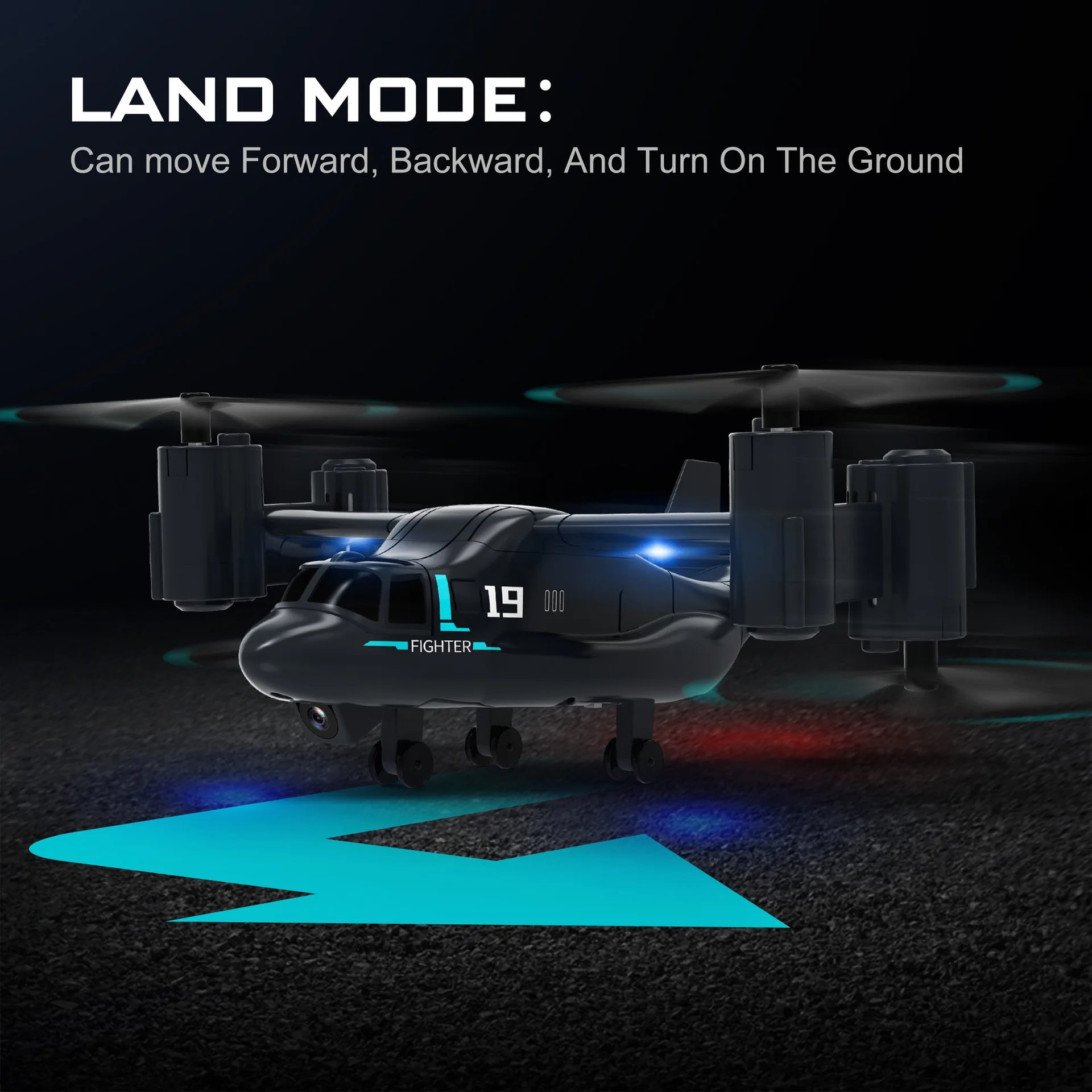 Remote Control Helicopter Drone 480P Camera Fighter UAV Land Air Mode Aircraft Brushless RC Drones for Children Kids Plane Toys