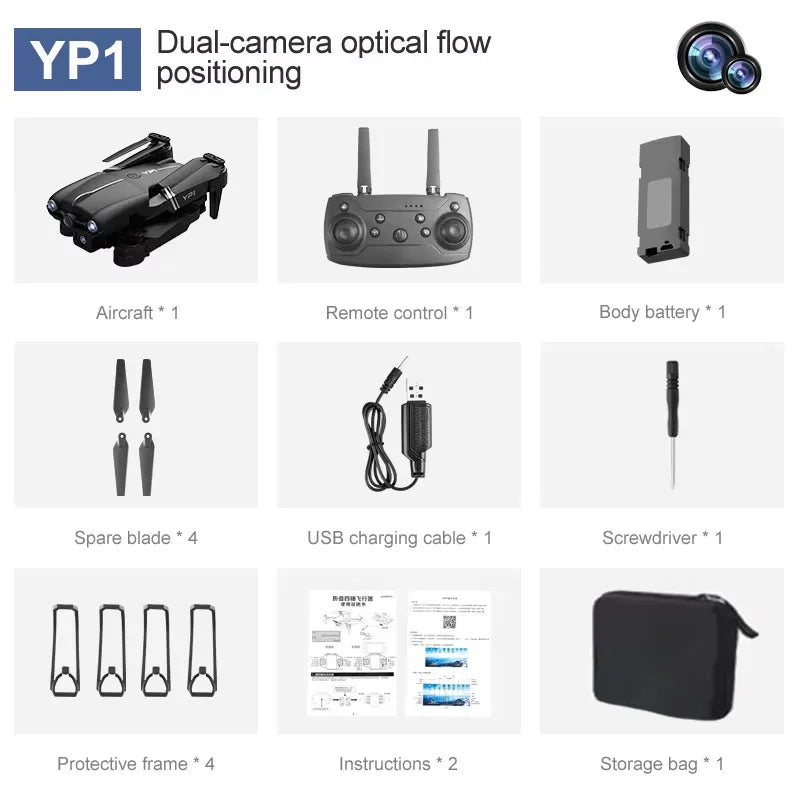 2026 New YP1 Camera Drone with Mobile App Control HD Aerial Photography 360° Adjustable Camera Stable Optical Flow