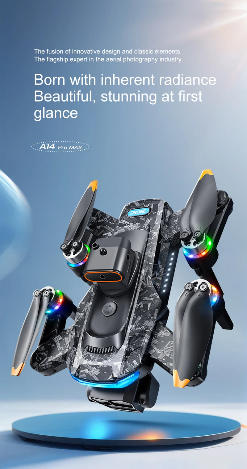 New A14ProMax 8K Drone 4.3Inch Screen Control GPS Brushless Motor Dual Camera Optical Flow Obstacle Avoidance Foldable RC UAV