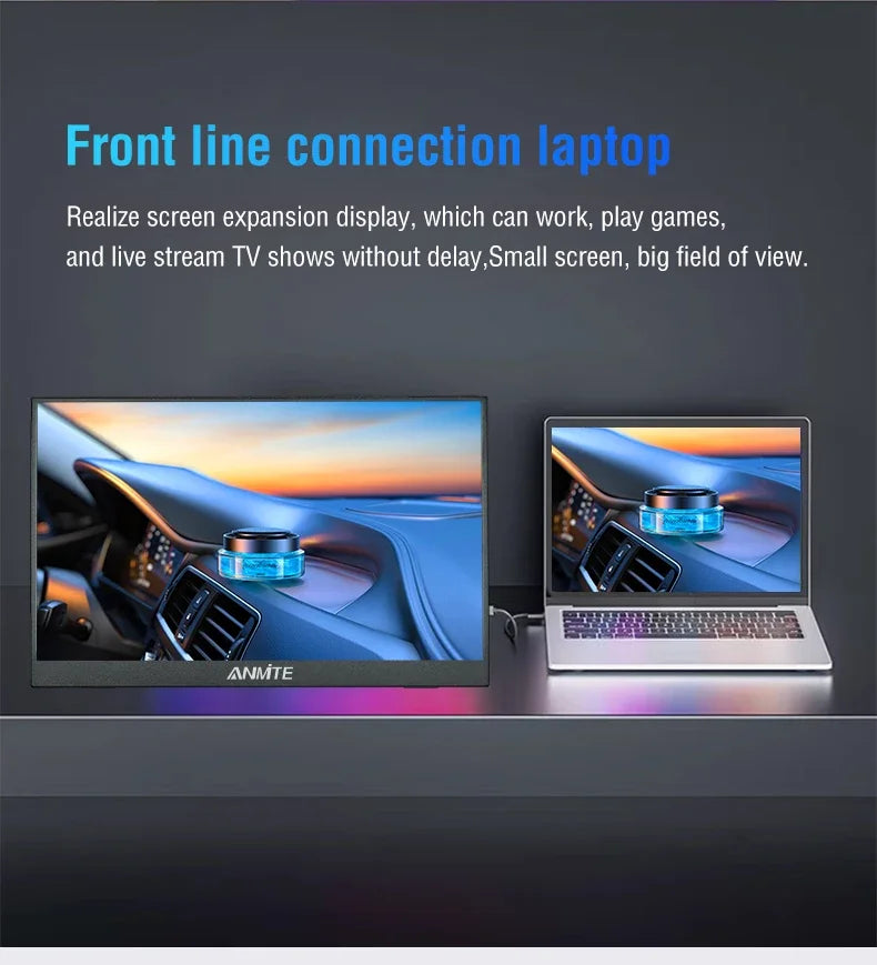Anmite 14/16-Inch Portable Touch Monitor 1200P HDR 16:10 Low Blue Light For XBox PS4 / 5 Switch Cell Phone PC Loptop Extension