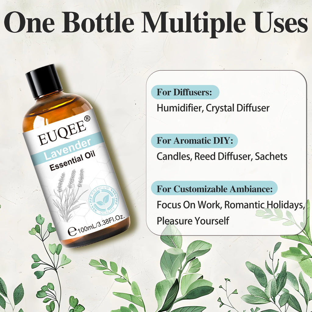 Essential Oil 100ml with Dropper Lavender Vanilla Essence Oil for Diffuser Sandalwood Bergamot Lemongrass Fragrance Oil Gift