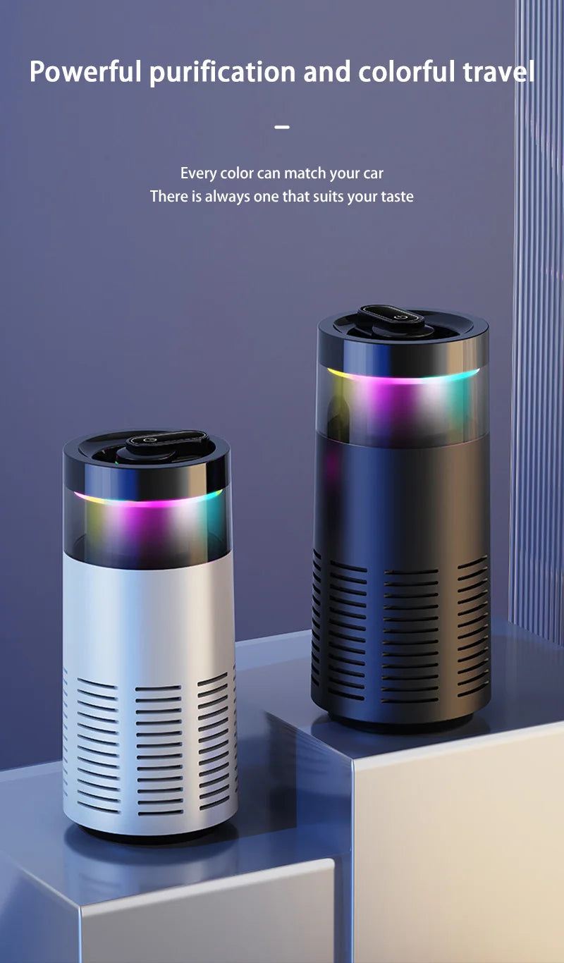 2026 New Car Air Purifier, A Negative Ion Ambient Light Car Air Purifier For Removing Formaldehyde And Odors Inside The Car