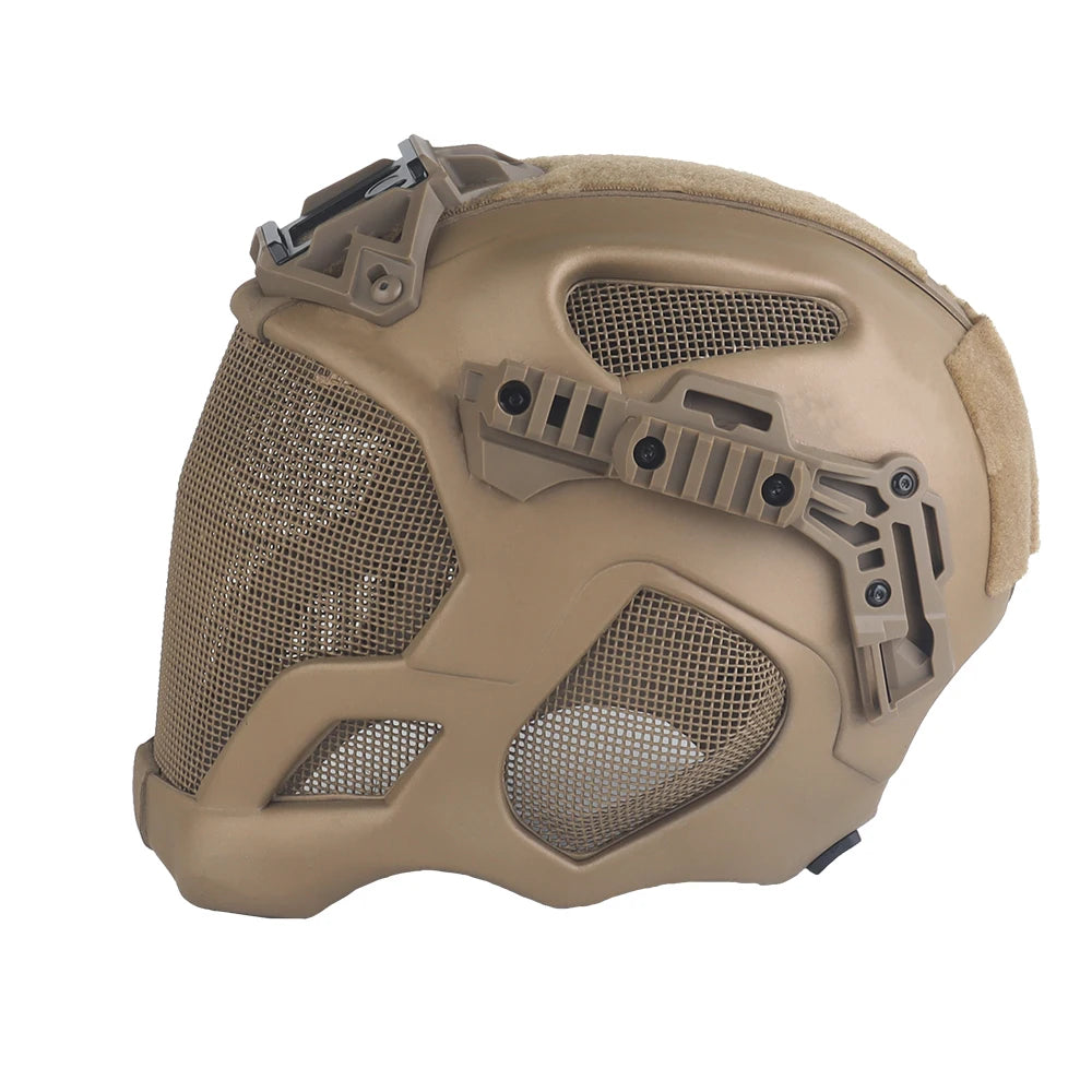 Full Protection Tactical Helmet Militar Hunting Airsoft Paintball CS Steel Mesh Safety Face Mask EVA Lightweight Punk Cosplay