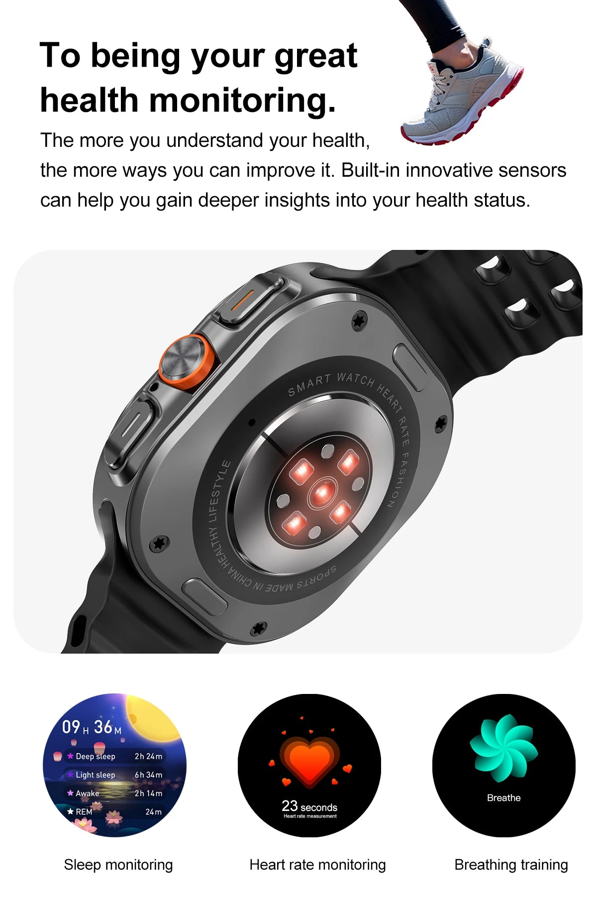 Smart Watch 7Ultra for Men ChatGPT Compass NFC 360*360 AMOLED Screen Heart Rate Monitor Bluetooth Call IP68 Waterproof Smartwat