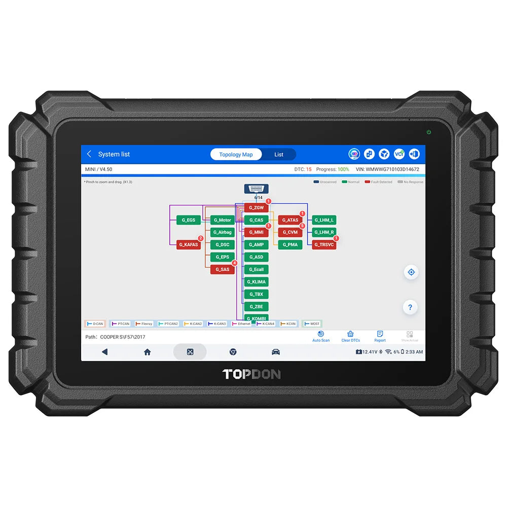 TOPDON One Lite 10.1inch OBD2 Car Scanner 10000mAh Battery Capacity Battery Tester OE All System Diagnostic Tool ECU Coding