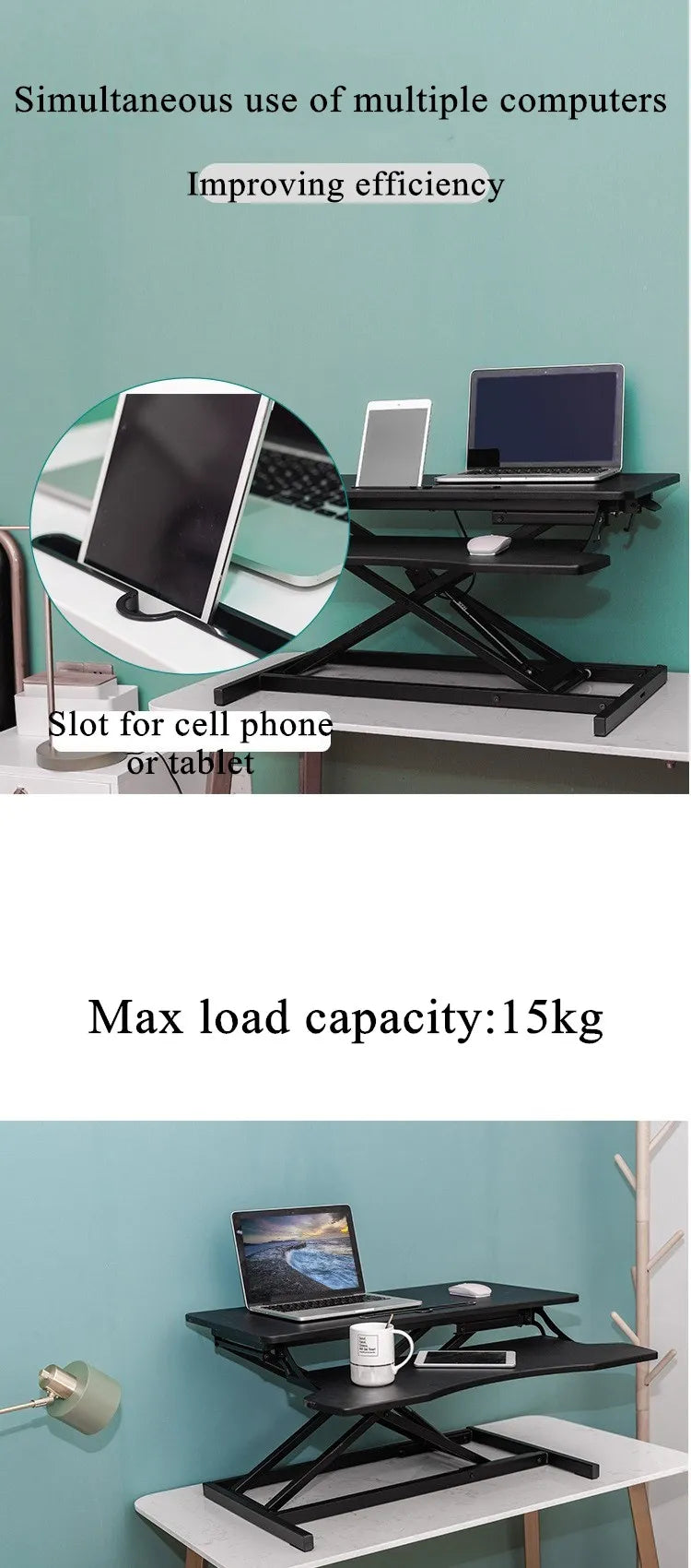 Foldable Height Adjustable Standing Desk On Desktop