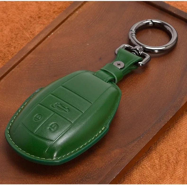 Handmade Leather Key Fob for Bentley Bentayga Continental Flying Spur Mulsanne PHEV Continental GT Cover Case Car Accessories