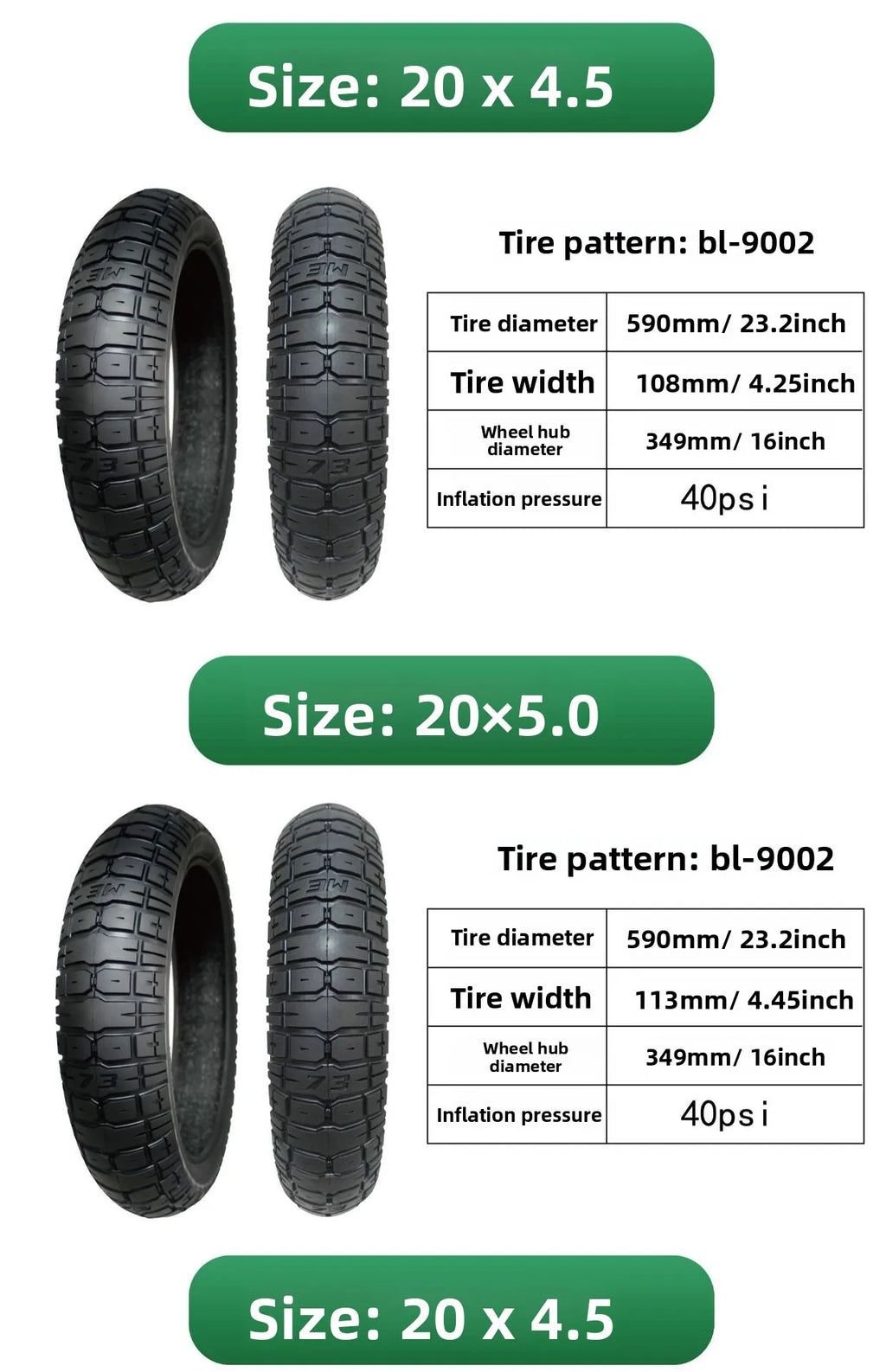 2025 New Model 20 X 4.5/ 5.0inch Electric Bike Tire Super 73 Suitable for Fat Tire Snow Bike