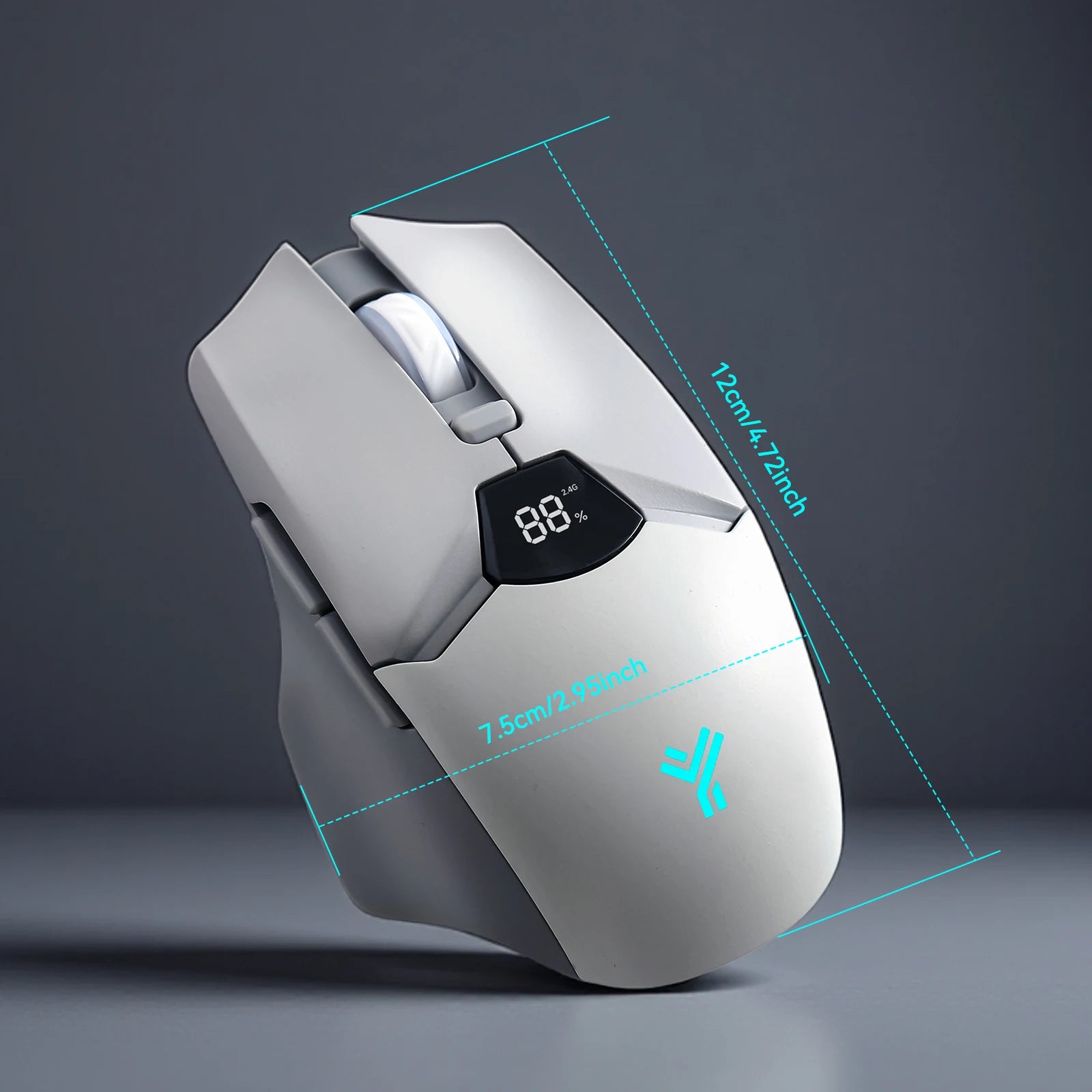 Wireless Mouse 2.4G & Bluetooth, 6-Level DPI (800 to 6400), 600mAh Battery, Ergonomic Design for PC/Laptop, Black & Grey White