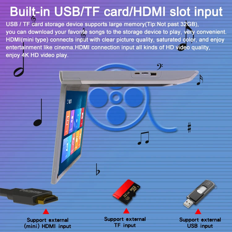 15.6 inch Display digital screen Android 9.0 Car Roof Monitor LCD Flip Down Screen Overhead Multimedia Video Ceiling Roof mount