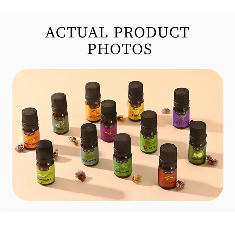 12 Flavors Essential Oils For Aroma Diffuser AirHumidifier Home Water-soluble Lavender Eucalyptus Lemon Bergamot 5ml