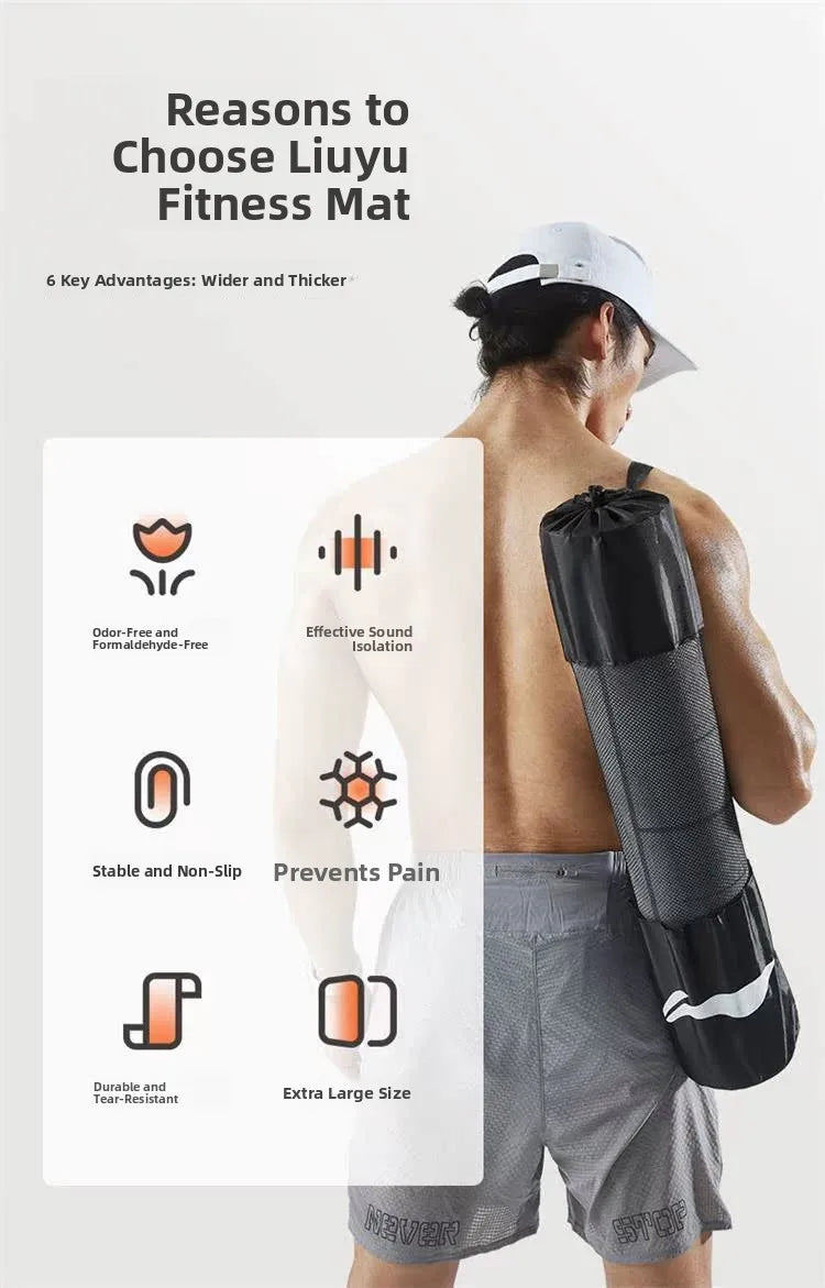 Men's Fitn Yoga Mat Thiened 20mm Wide Long Anti-slip Exercise Yoga Mat for Home Use l Rubber Pure Color Design