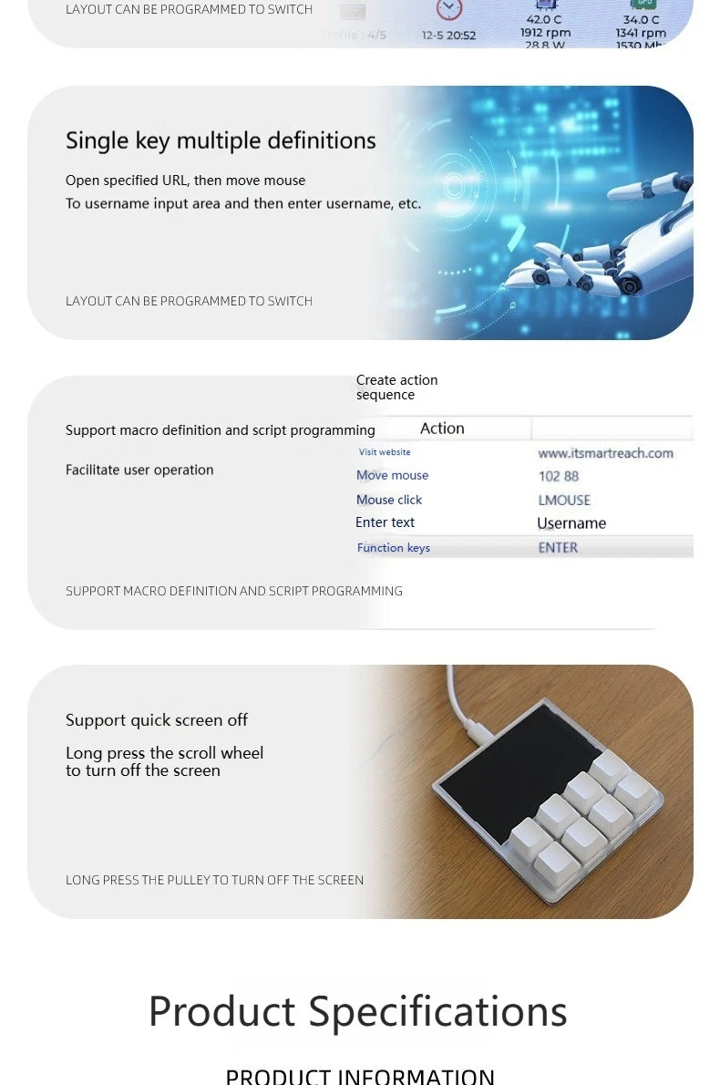 2025Designer Shortcut Keyboard Programmable With Screen RGB Streamdeck Desktop Smart Console USB Sub-Screen Tablet Laptop Office