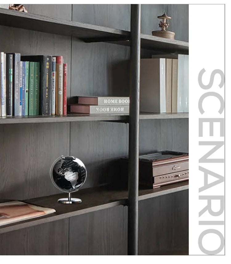 Globe Model for Decoration, Modern Office Desk Decor with Bookcase Study Bar  Living Room  Desktop Layout Display