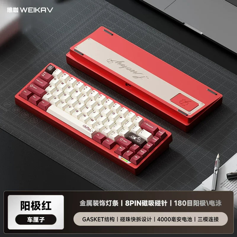 WEIKAV lucky65 V3 Gaming Keyboard Wireless Aluminum Alloy RGB Tri-mode Bluetooth Mechanical Keyboard CNC Gasket Quick Release