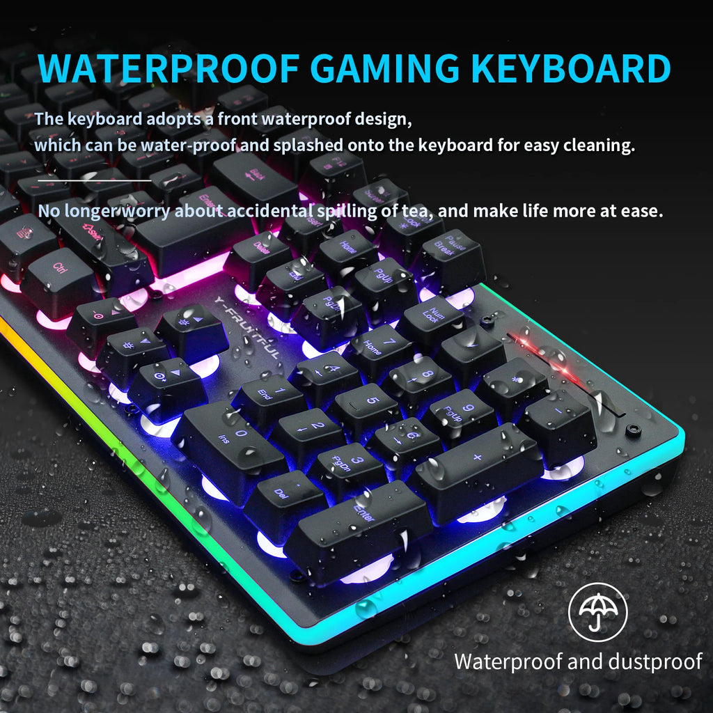 KM99Gaming Mechanical Keyboard Feel Rainbow LED Backlight USB Keyboard and Mouse Set Ergonomic for PC Laptop Computer Gamer