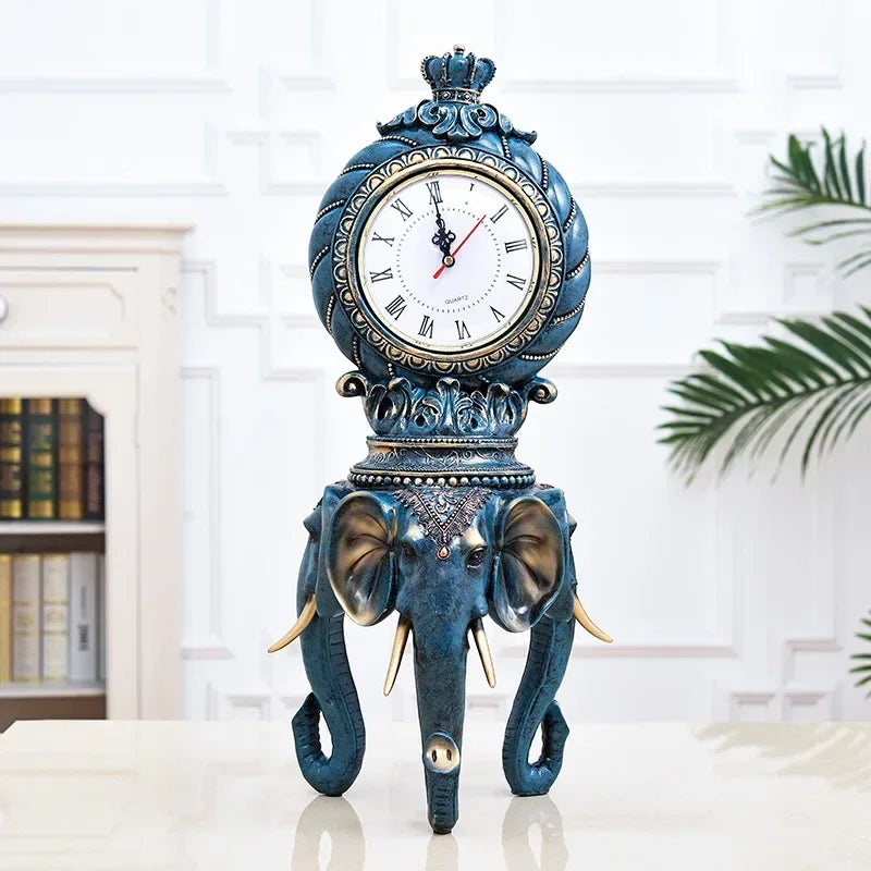 Desk Clock Vintage Creative European-style Desktop Ornaments Animal Elephant Living Room Office Bedroom Home Decoration